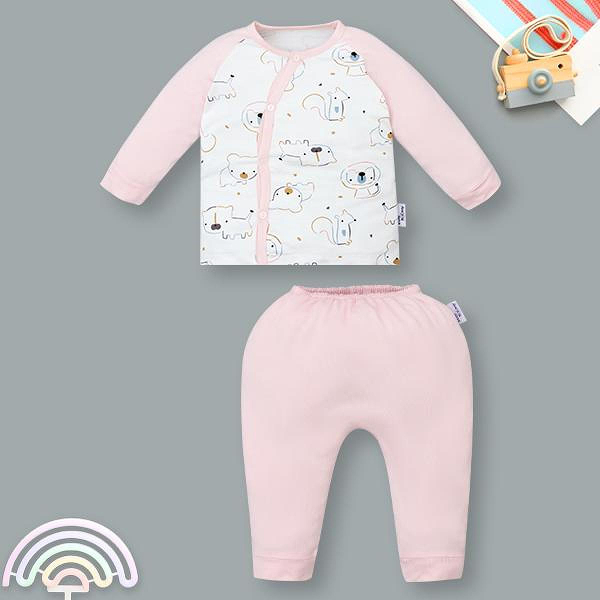 Bộ tay dài unisex BabyMommy visco hồng